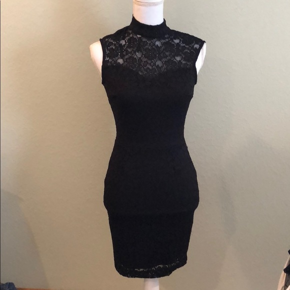 Mystic Dresses & Skirts - LBD black lace dress high neck size small